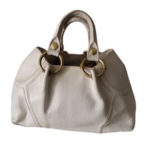Kenneth cole white leather satchel handbag
